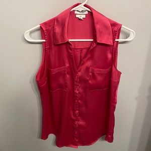 Pink sleeveless button down tank